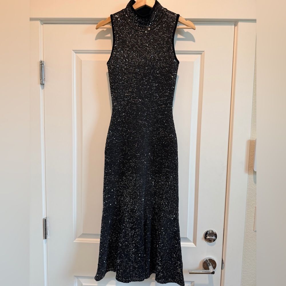 Avec Les Filles Black Sparkle Maxi Dress